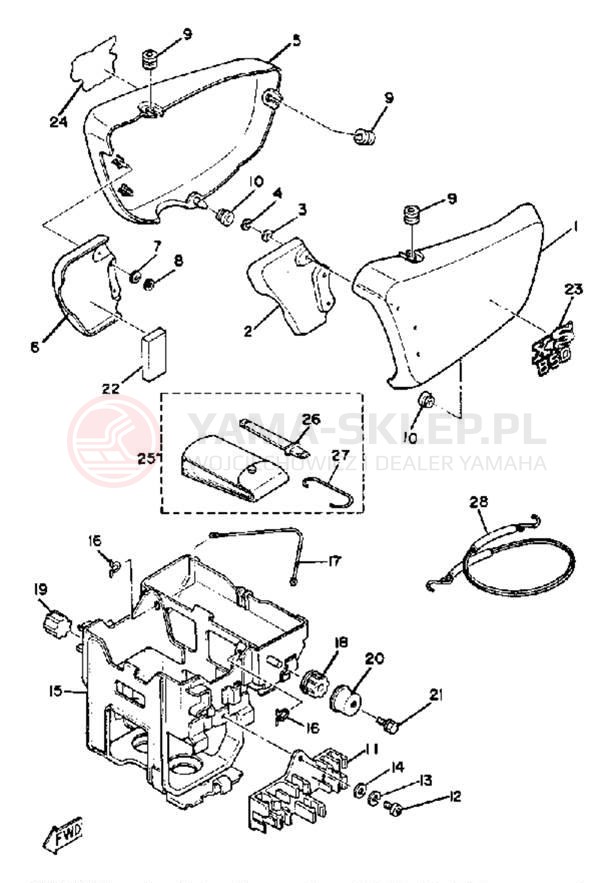 Schemat "Tylny błotnik" do Yamaha XS850G