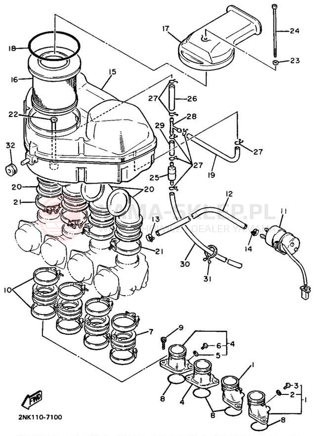 Schemat "Filtr powietrza" do Yamaha FZR750RU