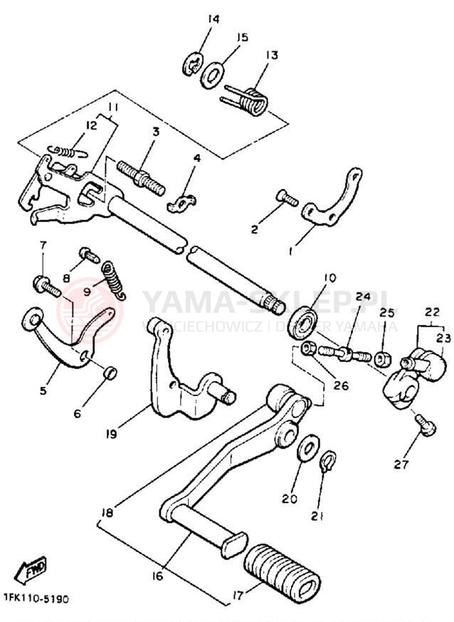 Schemat "Dźwignia zmiany biegów, wałek" do Yamaha V-MAX 1200 VMX12SC/VMX12S