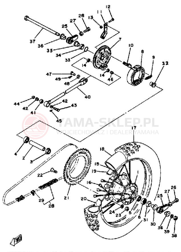 Schemat "Koło tył" do Yamaha YZ125E