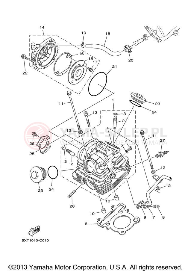 Schemat "głowica" do Yamaha XT250 XT250X/XT250XC