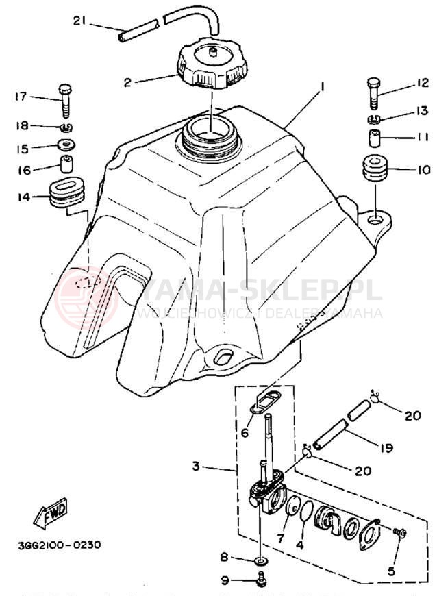 Schemat "zbiornik paliwa" do Yamaha BANSHEE YFZ350A
