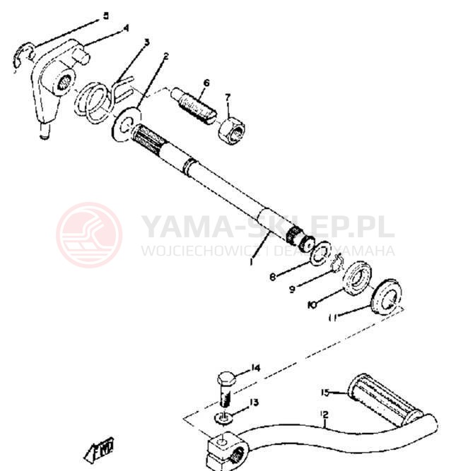 Schemat "Dźwignia zmiany biegów, wałek" do Yamaha TD2B