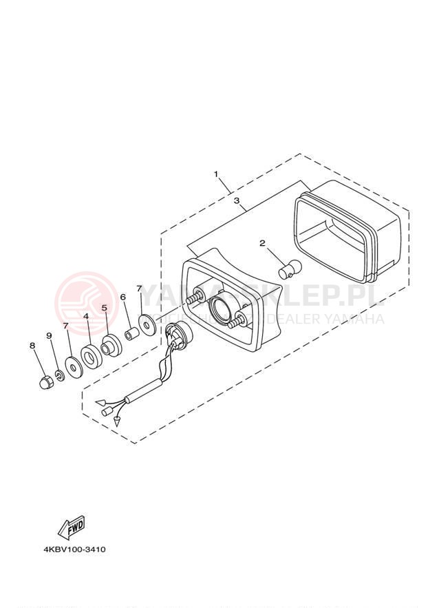 Schemat "lampa tył" do Yamaha WOLVERINE 4X4 YFM35FXS