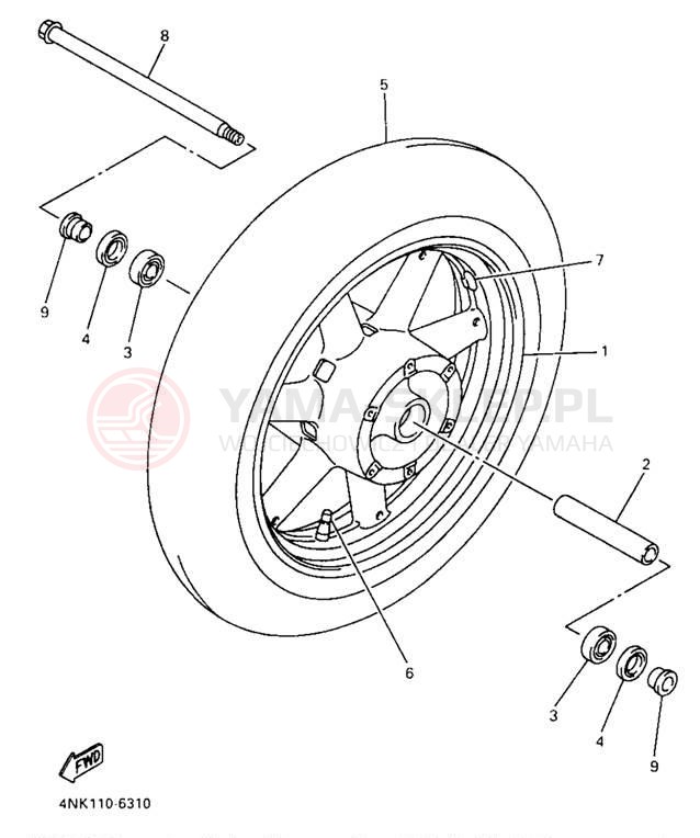 Schemat "Koło przód" do Yamaha XVZ13LTJ/XVZ13LTJC