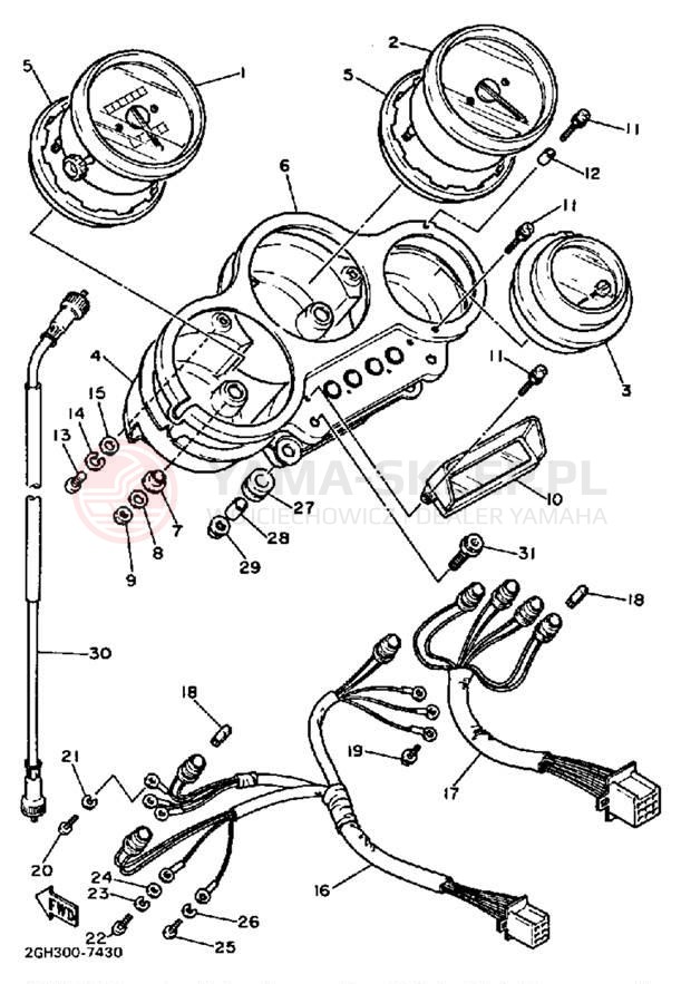 Schemat "Kierownica i osprzęt" do Yamaha FZR750RT