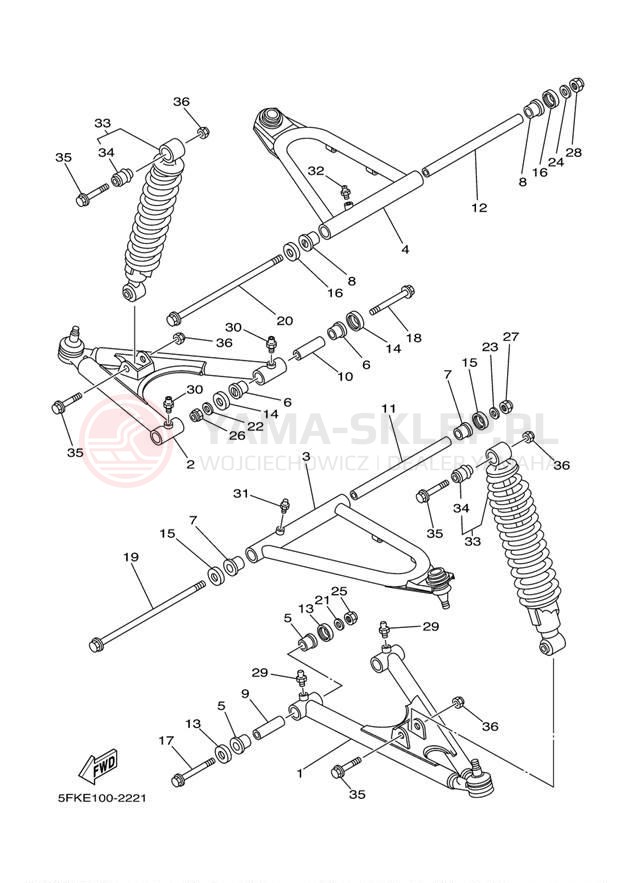 Schemat "Koło przód" do Yamaha BANSHEE YFZ350V