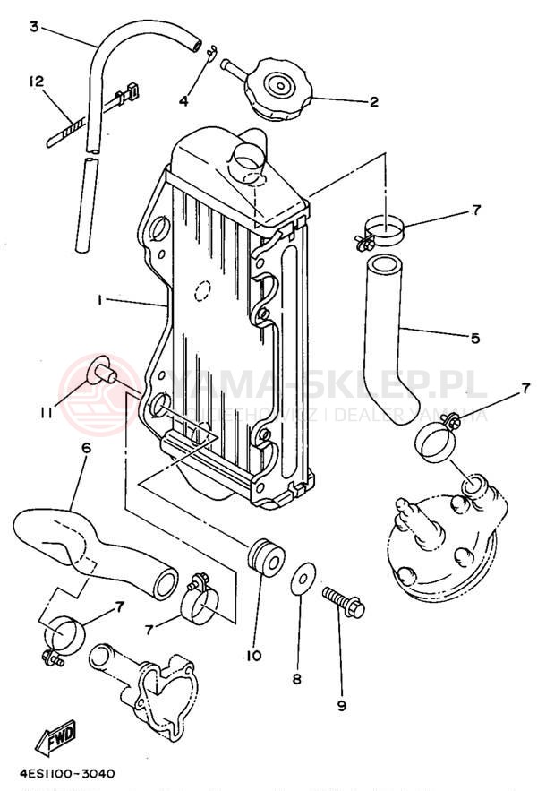 Schemat "Układ chlodzenia" do Yamaha YZ80G1