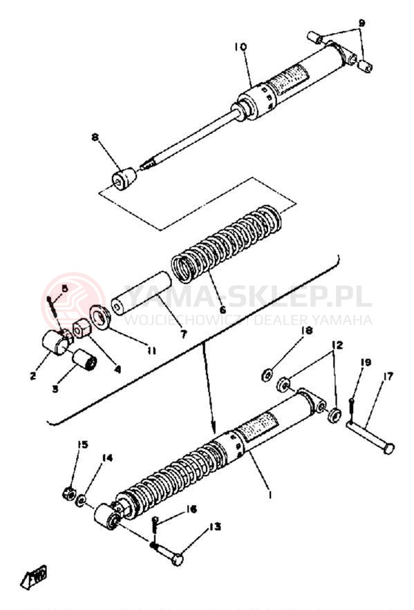 Schemat "zawieszenie tył" do Yamaha DT125F