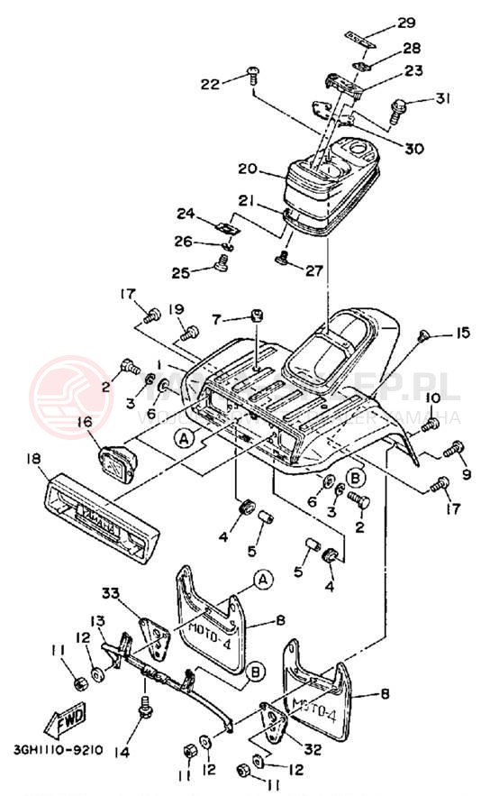Schemat "Przedni błotnik" do Yamaha MOTO-4 YFM250A