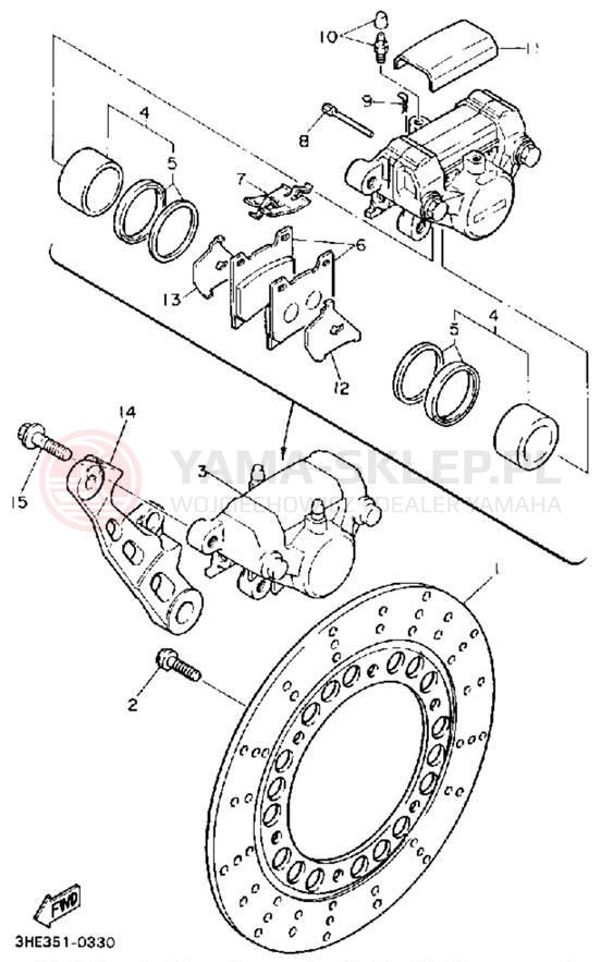Schemat "Zacisk hamulcowy tylny" do Yamaha FZR600RA
