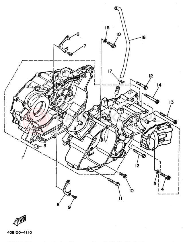 Schemat "Obudowa silnika" do Yamaha KODIAK 4WD YFM400FWK