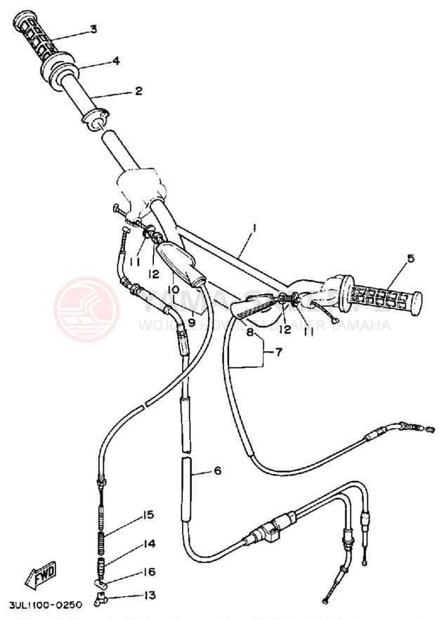 Schemat "Kierownica i osprzęt" do Yamaha RT100D