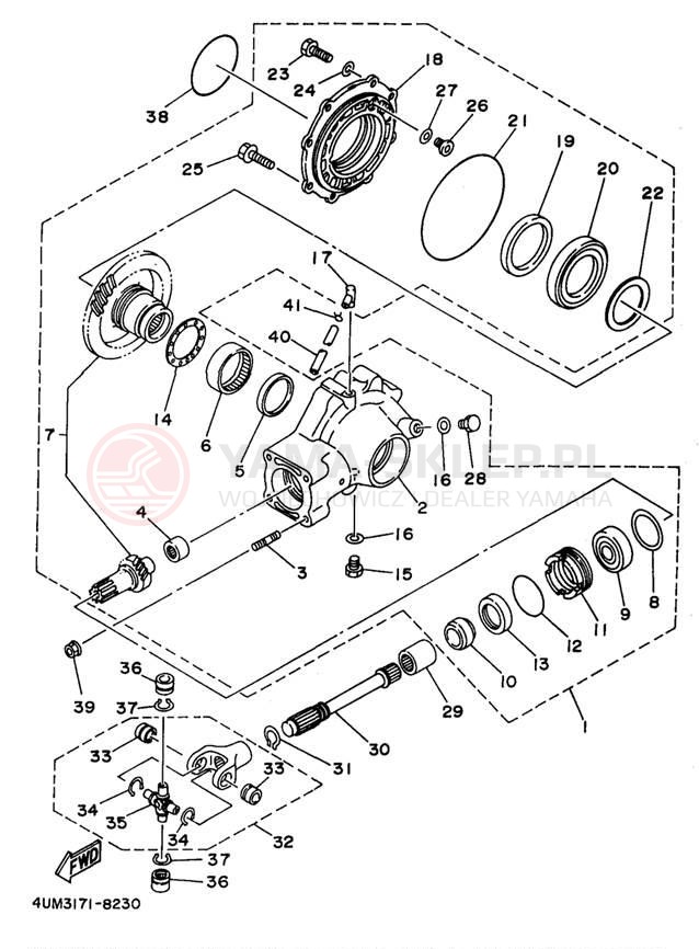 Schemat "Wał napędowy" do Yamaha KODIAK 4WD YFM400FWK