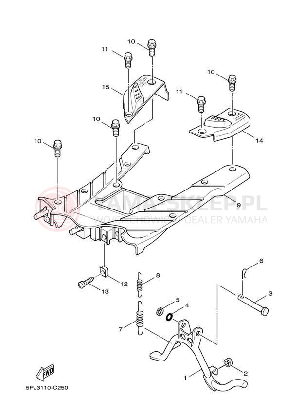 Schemat "Stopka postojowa i podnóżki" do Yamaha ZUMA YW50T