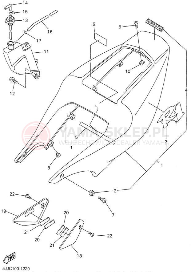 Schemat "Pokrywa boczna" do Yamaha YZFR1 YZFR1N/YZFR1NC