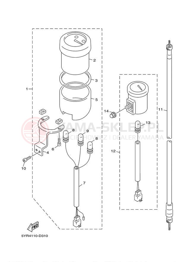 Schemat "licznik" do Yamaha VINO 125 YJ125YR/YJ125YS