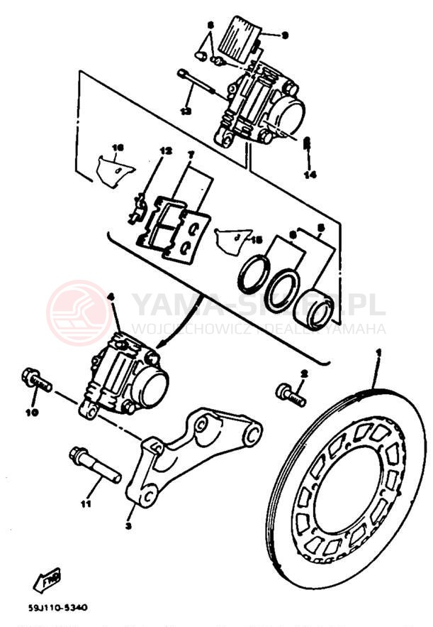 Schemat "Zacisk hamulcowy tylny" do Yamaha XVZ12DN