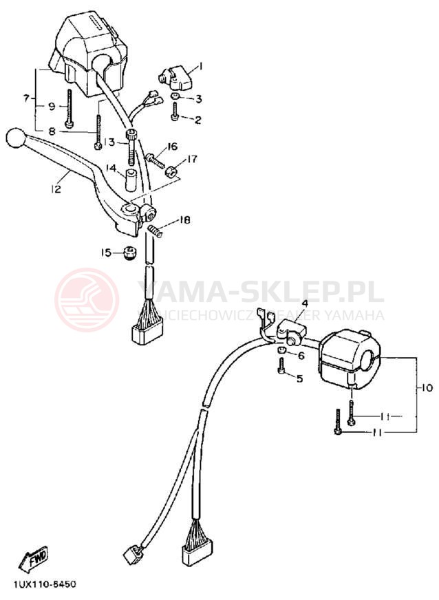 Schemat "Kierownica i osprzęt" do Yamaha FJ1200WC/FJ1200W