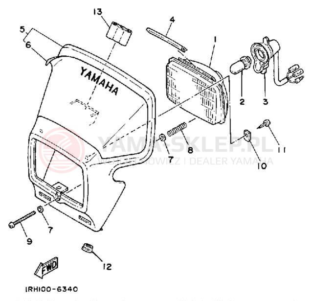 Schemat "Lampa przód" do Yamaha TT225T