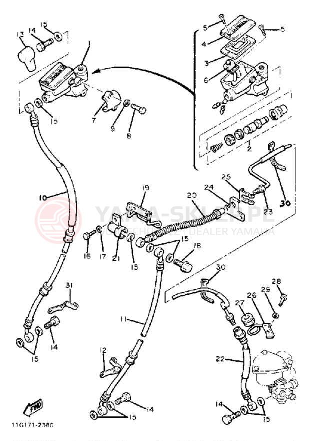 Schemat "Pompa hamulcowa przednia" do Yamaha XJ1100J