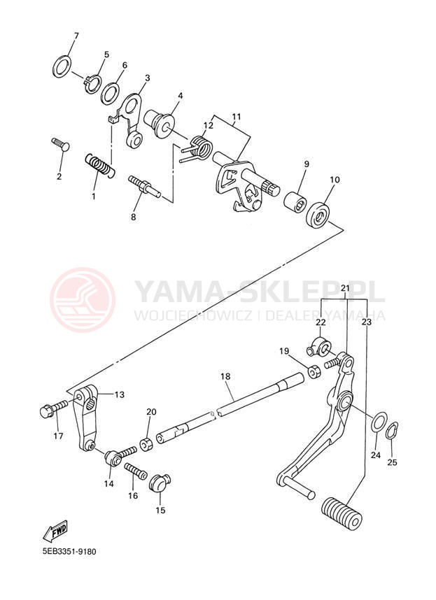 Schemat "Dźwignia zmiany biegów, wałek" do Yamaha R6 YZFR6LC/YZFR6L
