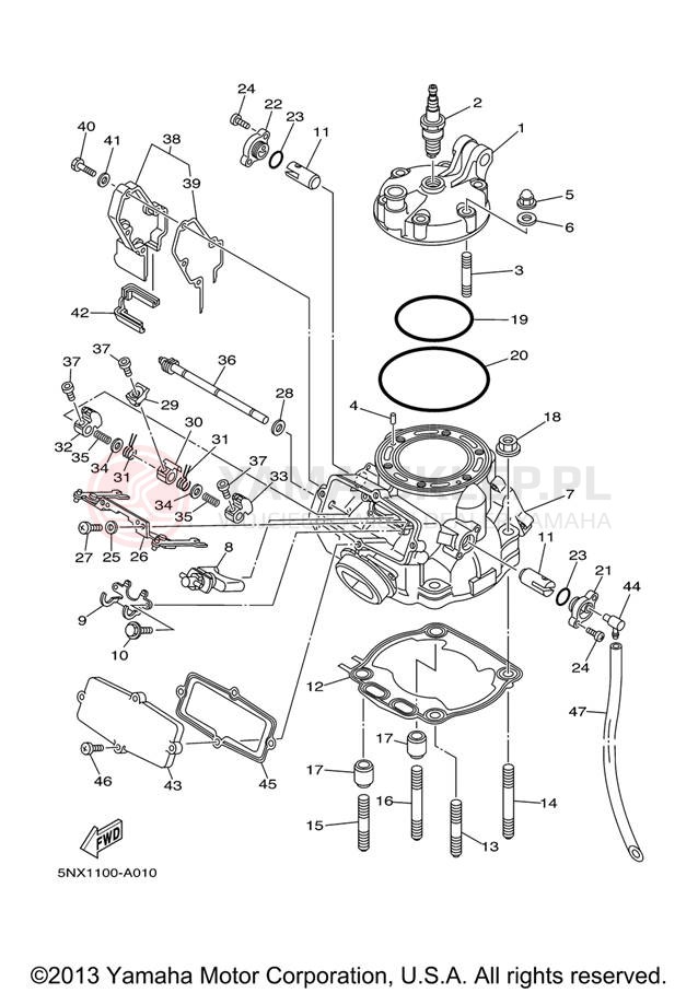Schemat "głowica" do Yamaha YZ250 YZ250X