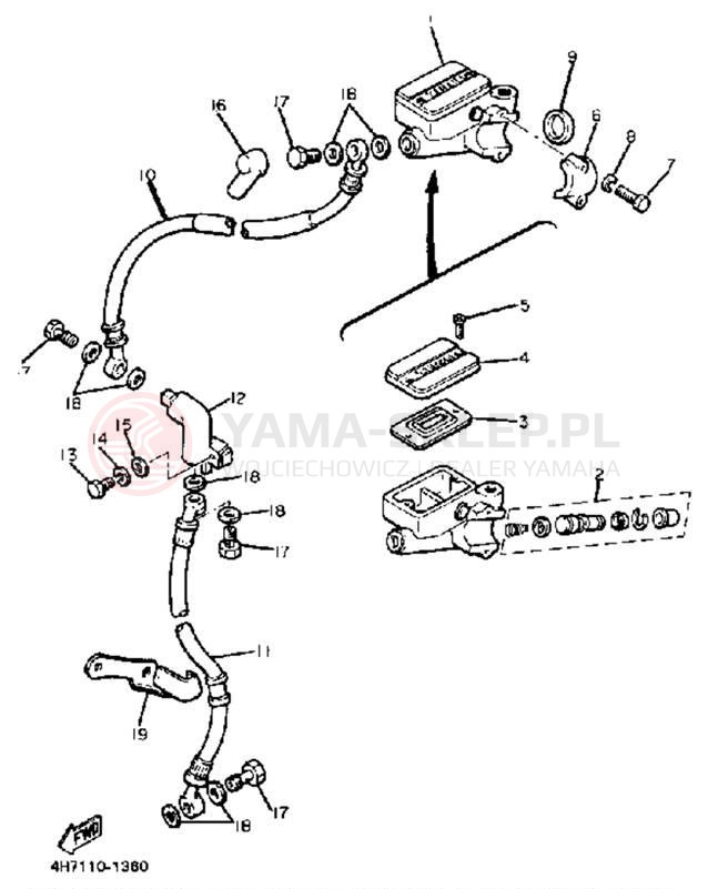 Schemat "Pompa hamulcowa przednia" do Yamaha XJ650K