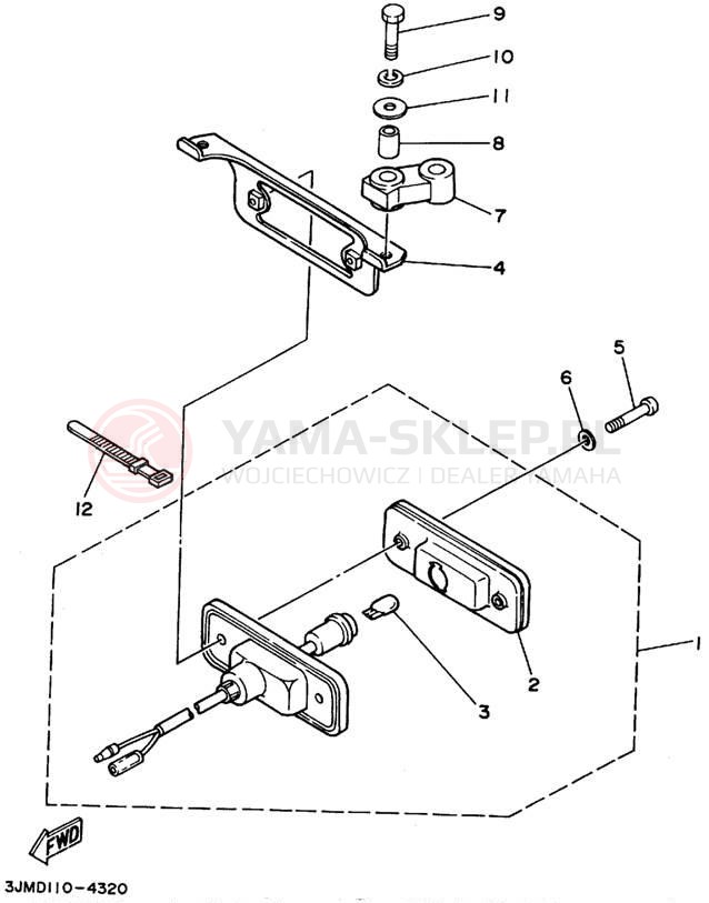 Schemat "lampa tył" do Yamaha BLASTER YFS200F