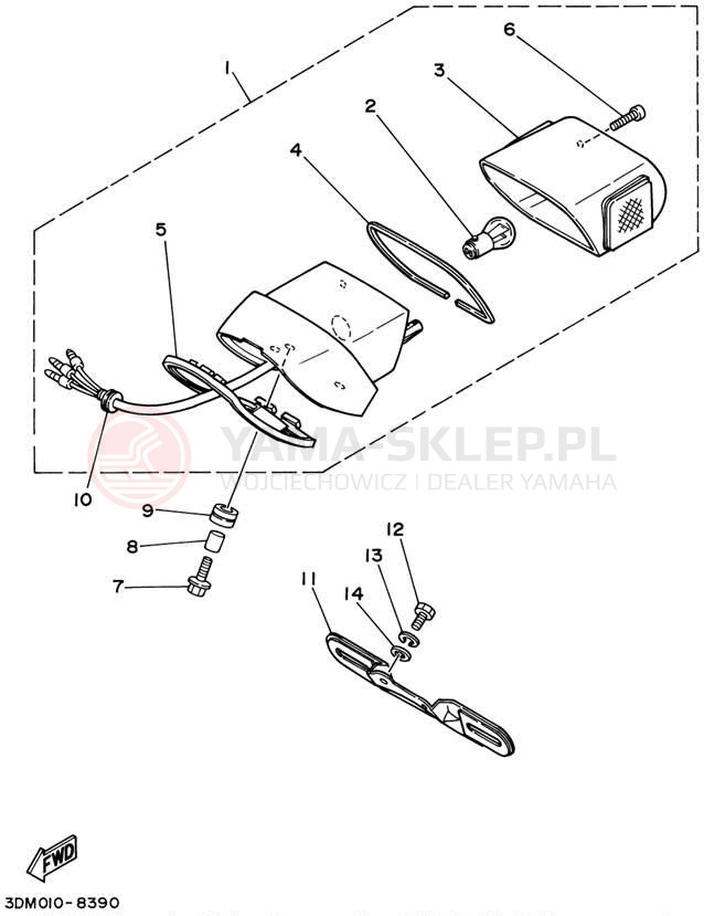 Schemat "lampa tył" do Yamaha VIRAGO 250 XV250P/XV250PC