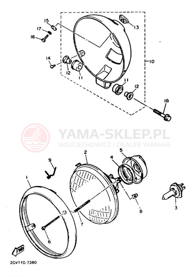 Schemat "Lampa przód" do Yamaha VIRAGO 535 XV535TC/XV535T