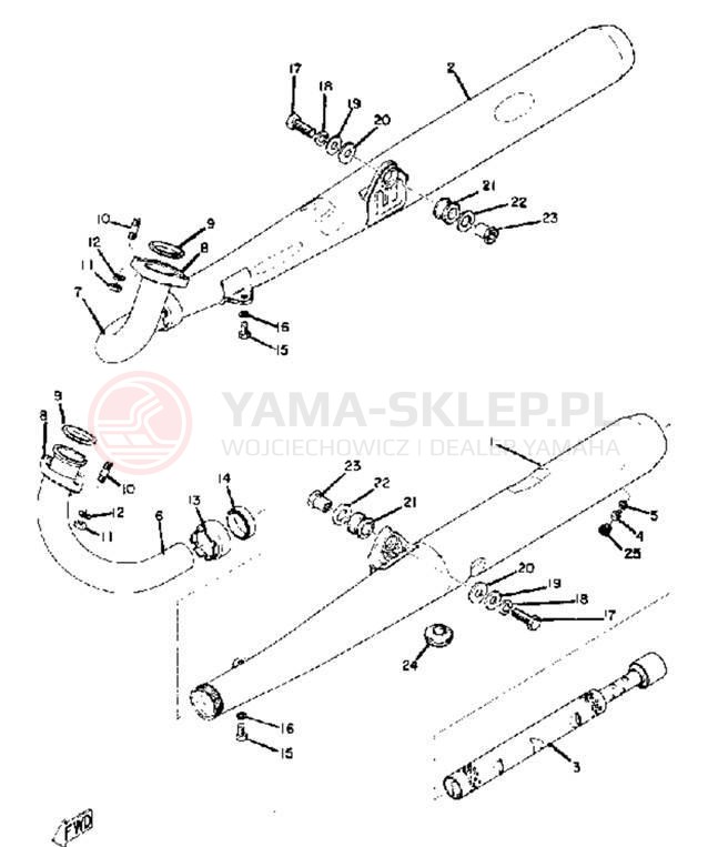 Schemat "Wydech końcowy" do Yamaha RD250