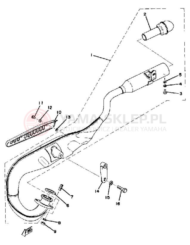 Schemat "Wydech końcowy" do Yamaha YZ80B