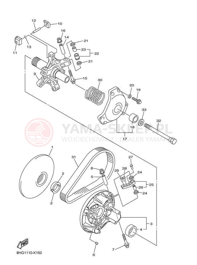 Schemat "PRIMARY SHEAVE" do Yamaha APEX XTX RX10PXTBB/RX10PXTBL
