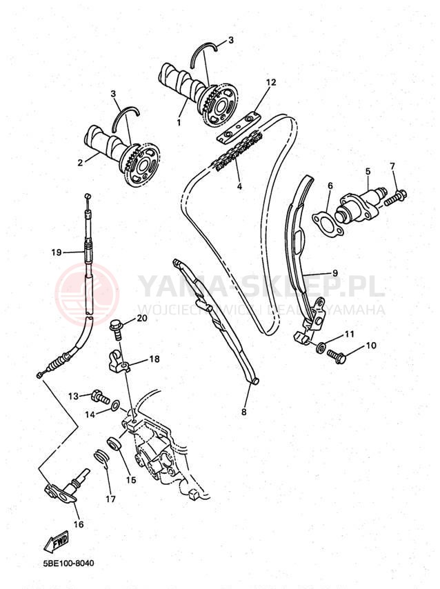 Schemat "Rozrząd - łańcuszek" do Yamaha YZ400 YZ400FK