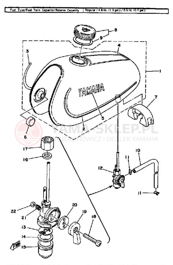 Schemat "zbiornik paliwa" do Yamaha GT80G