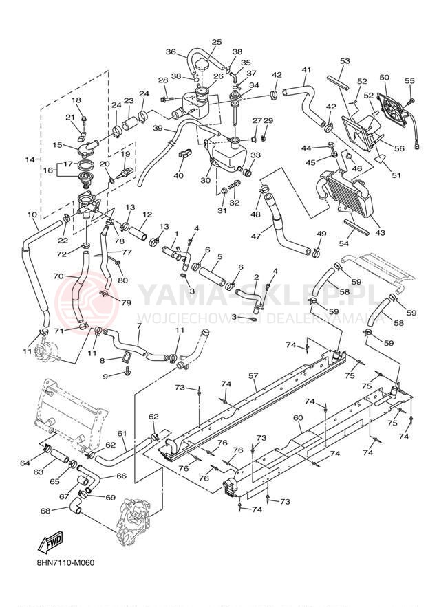 Schemat "Układ chlodzenia" do Yamaha APEX XTX RX10PXTER/RX10PXTEL