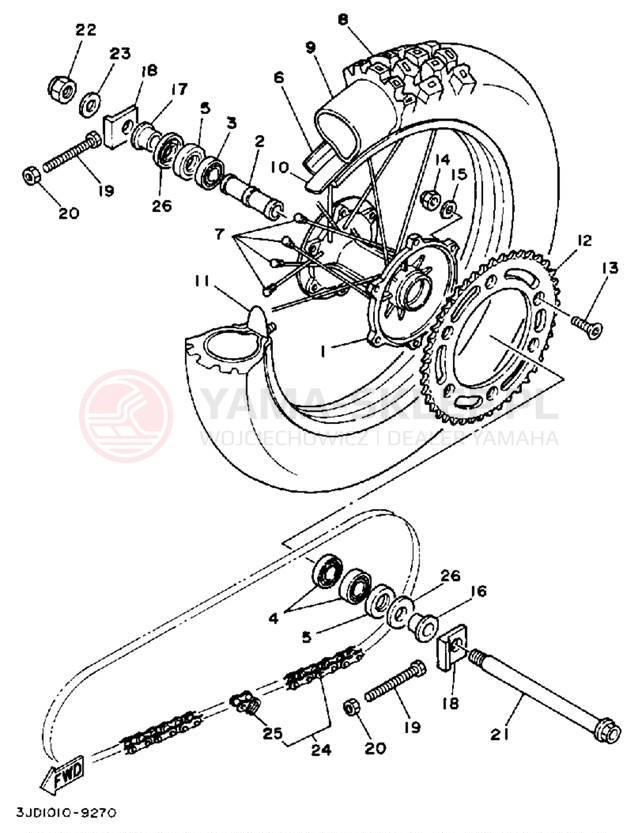 Schemat "Koło tył" do Yamaha YZ250WRW