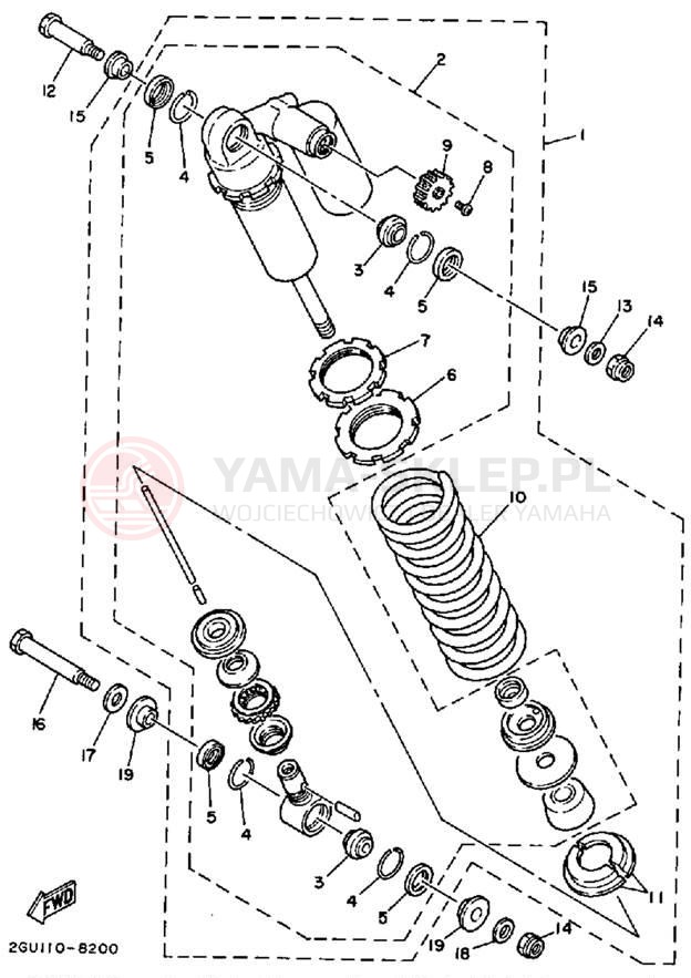 Schemat "zawieszenie tył" do Yamaha BANSHEE YFZ350W