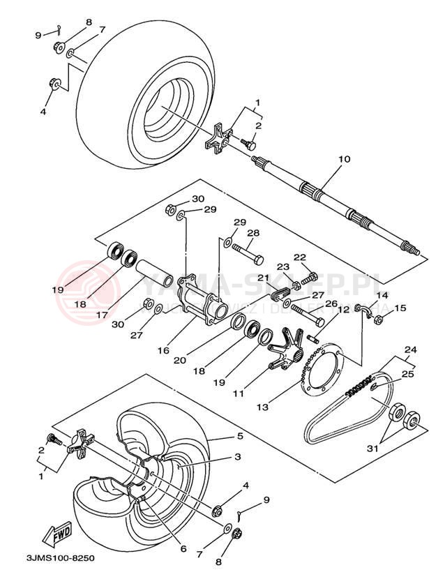 Schemat "Koło tył" do Yamaha BLASTER YFS200K