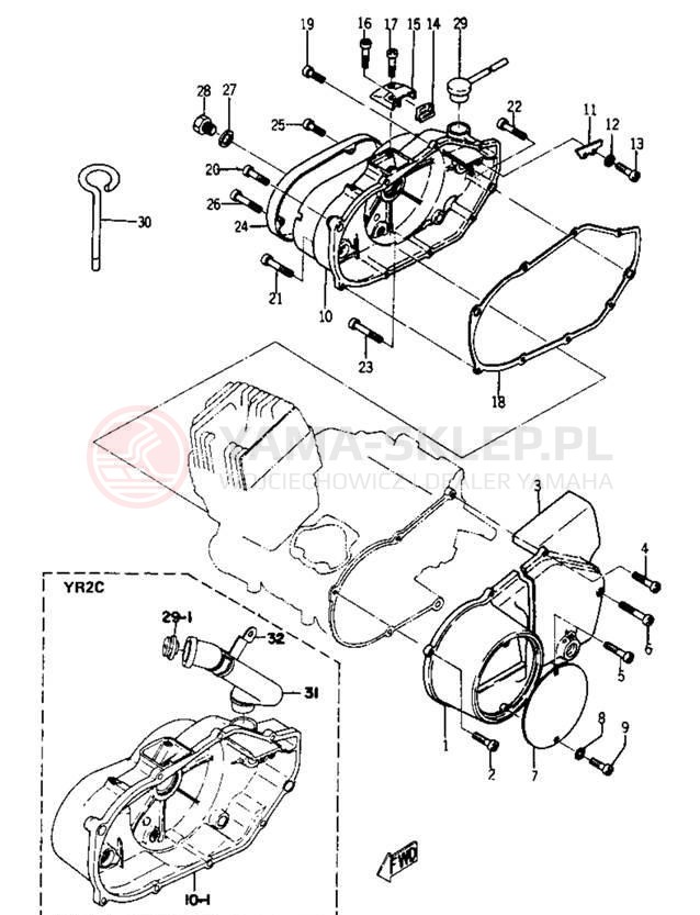 Schemat "Pokrywa silnika" do Yamaha YR1