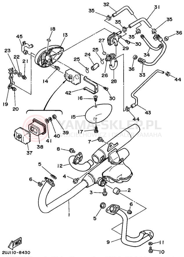 Schemat "Wydech końcowy" do Yamaha VIRAGO 250 XV250G/XV250GC