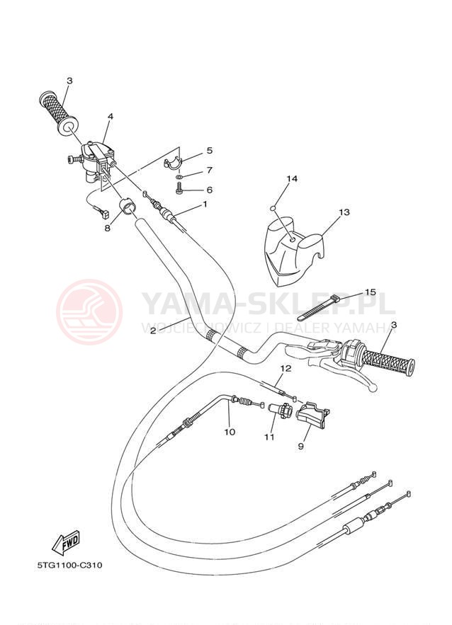 Schemat "Kierownica i osprzęt" do Yamaha YFZ450 YFZ450T