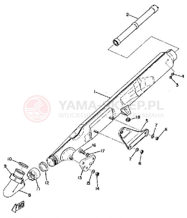 Schemat "Wydech końcowy" do Yamaha RD60A