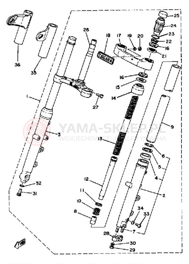 Schemat "Amortyzatory przód" do Yamaha XS650SH