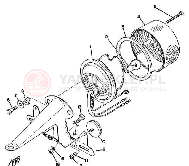 Schemat "Oświetlenie tył" do Yamaha JT2/JT2MX