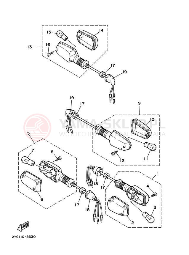 Schemat "kierunkowskazy" do Yamaha TW200 TW200T1C/TW200T1