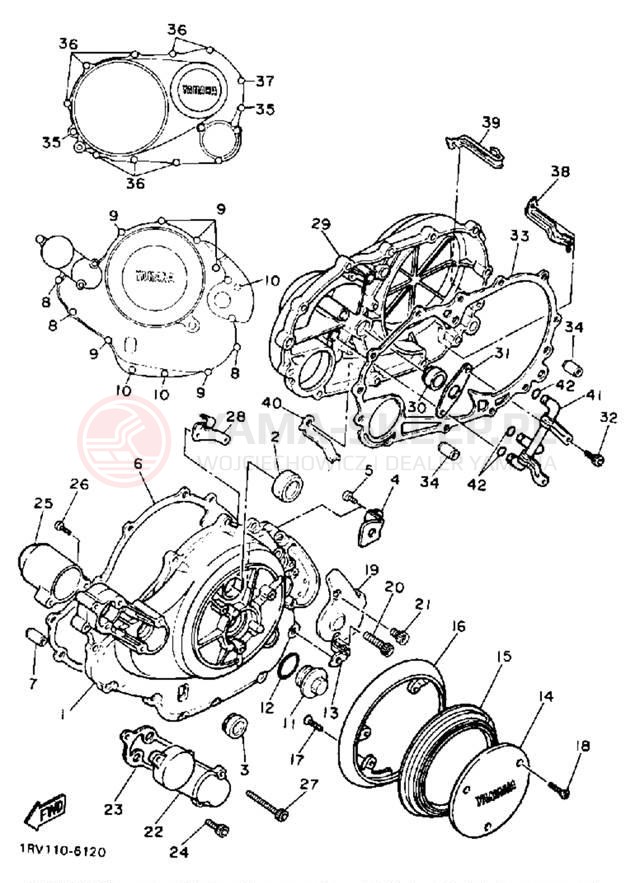 Schemat "Pokrywa silnika" do Yamaha VIRAGO 1100 XV1100BC/XV1100B