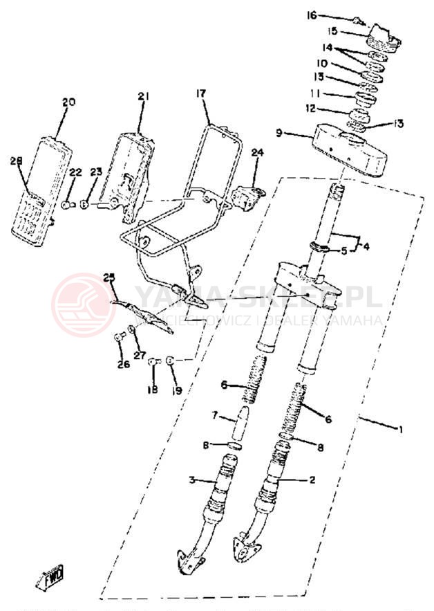 Schemat "Amortyzatory przód" do Yamaha QT50J