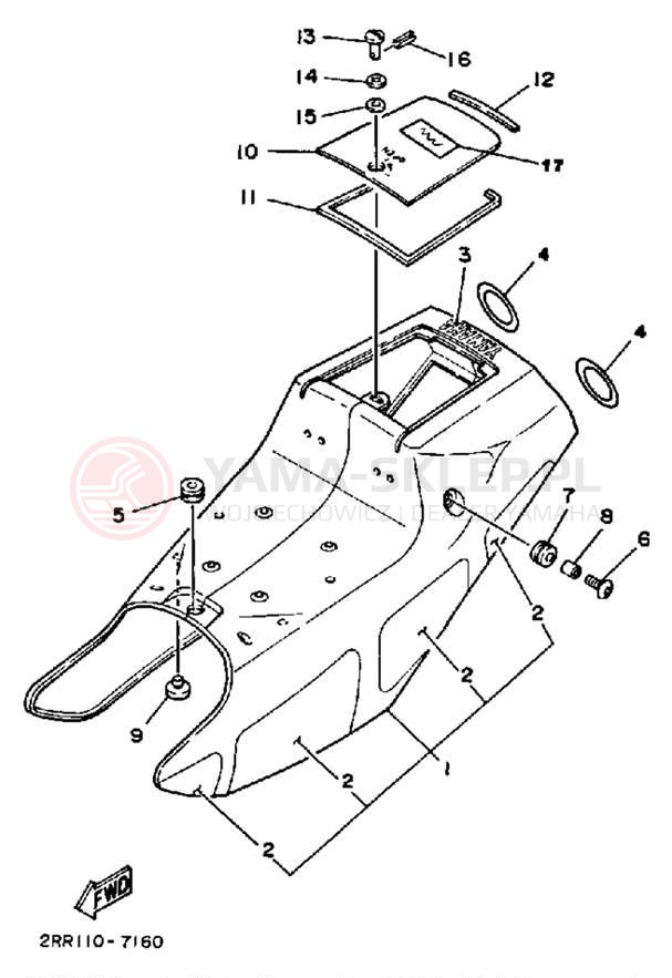 Schemat "Pokrywa boczna" do Yamaha YSR50T